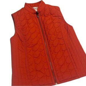 Chico's Orange Quilted Full Zip Pockets Vest Size Small